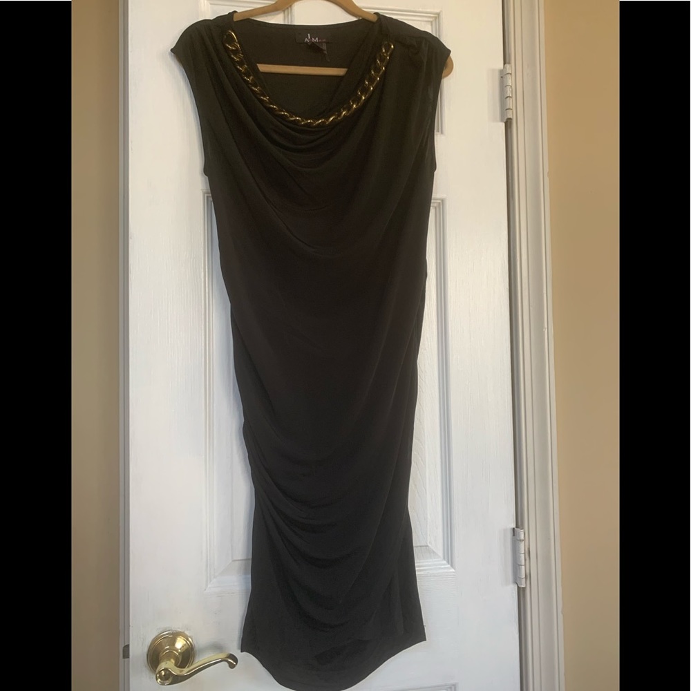 Alberto Makali Cute black dress with rucsh sides crisscross opening sexy